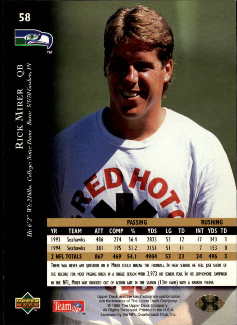 A2152- 1995 Upper Deck FB Card #s 1-250 +Rookies -You Pick- 15+ FREE US SHIP - Picture 103 of 465