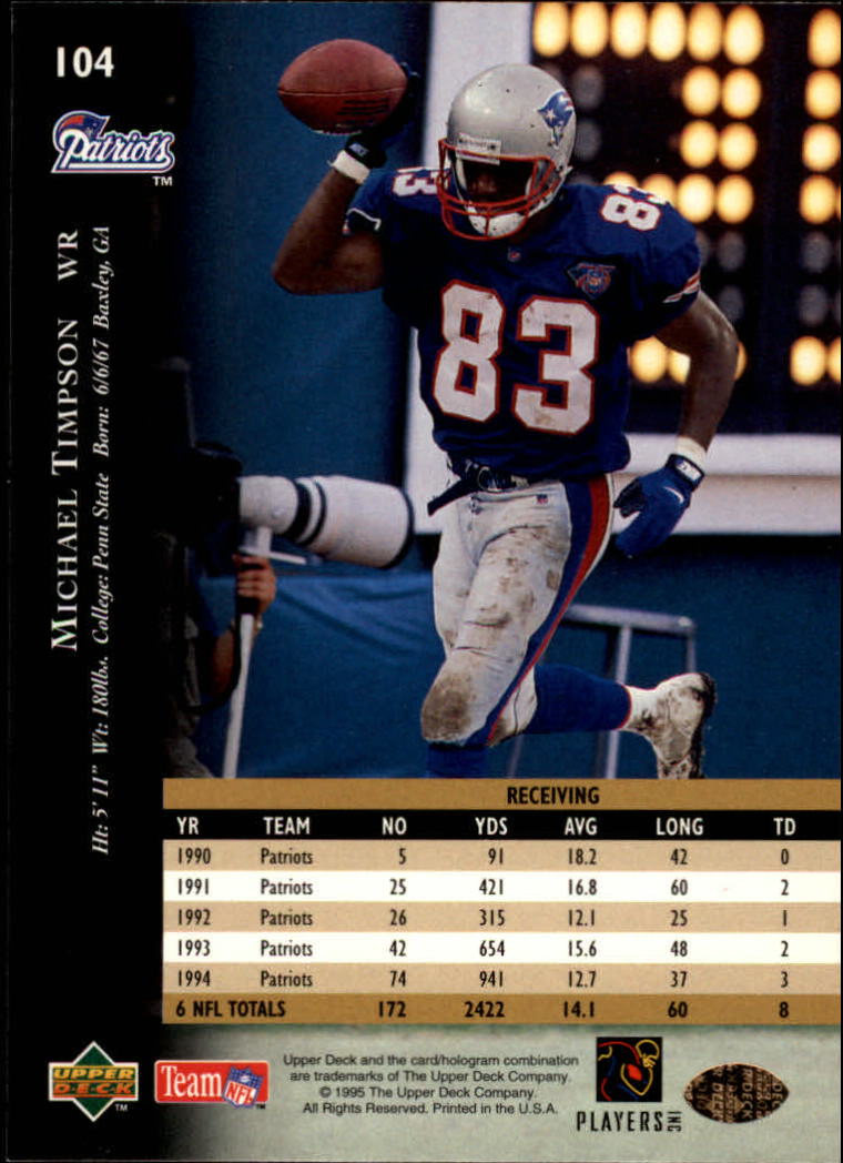 A2152- 1995 Upper Deck FB Card #s 1-250 +Rookies -You Pick- 15+ FREE US SHIP - Picture 187 of 465