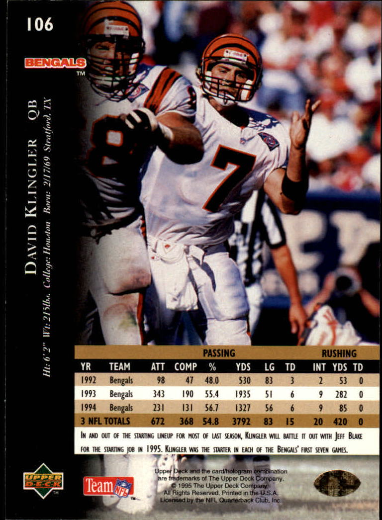 A2152- 1995 Upper Deck FB Card #s 1-250 +Rookies -You Pick- 15+ FREE US SHIP - Picture 191 of 465