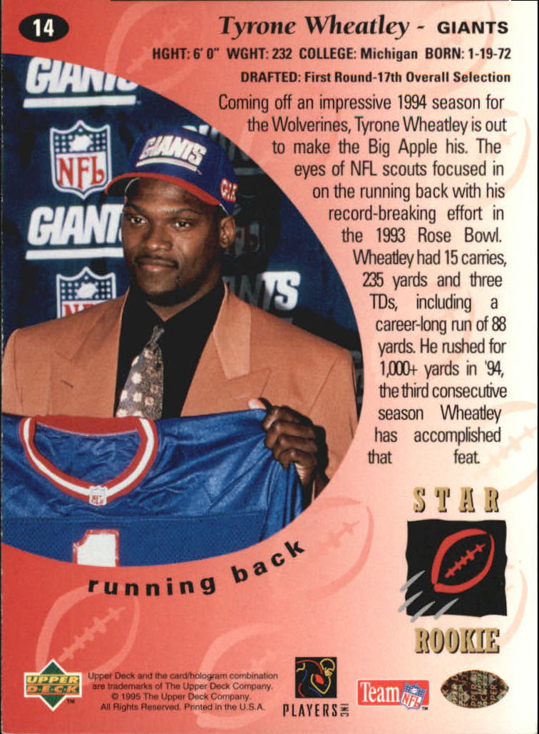 1995 Upper Deck Electric Silver #14 Tyrone Wheatley back image