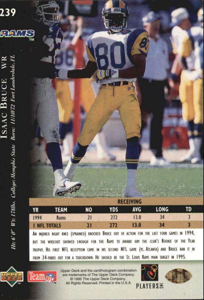 1995 Upper Deck Electric Silver #239 Isaac Bruce back image