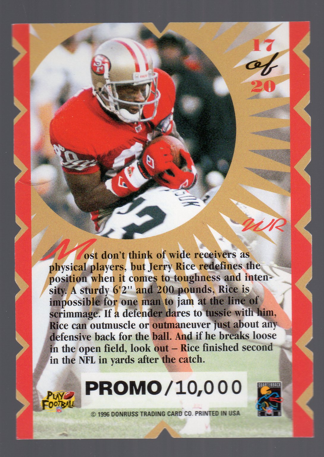 1996 Donruss Hit List Promos #17 Jerry Rice back image