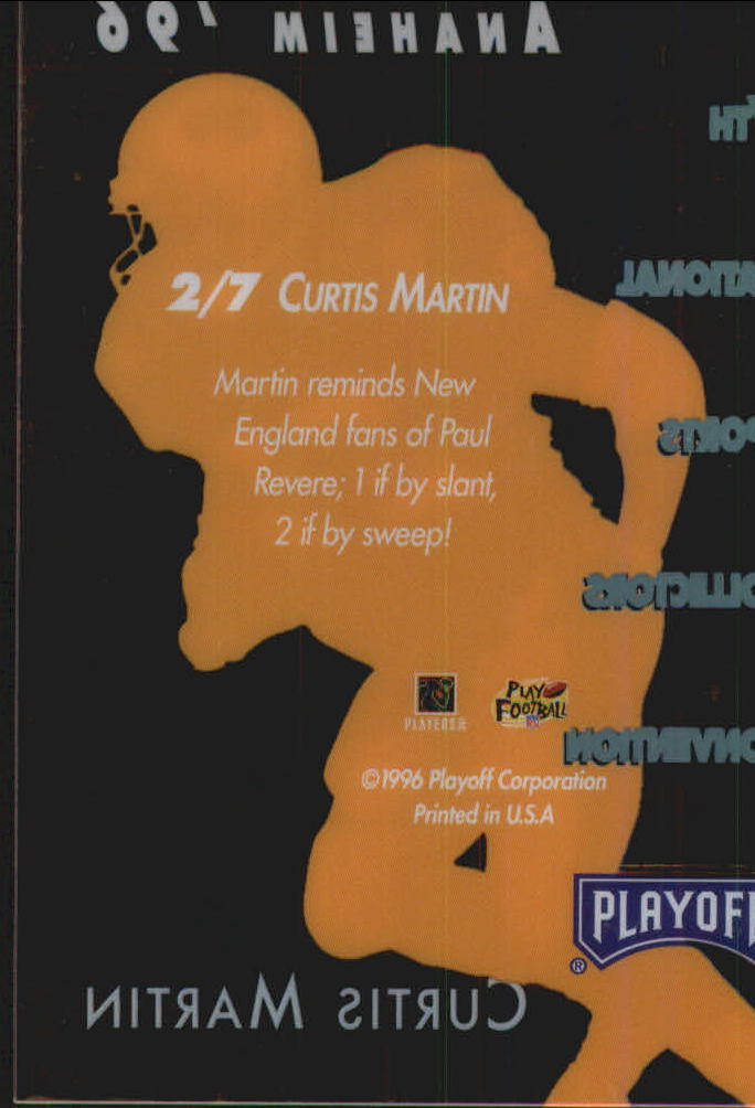 1996 Playoff National Promos #2 Curtis Martin back image