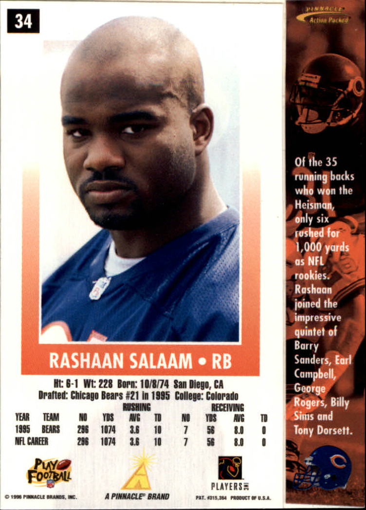 1996 Action Packed #34 Rashaan Salaam back image
