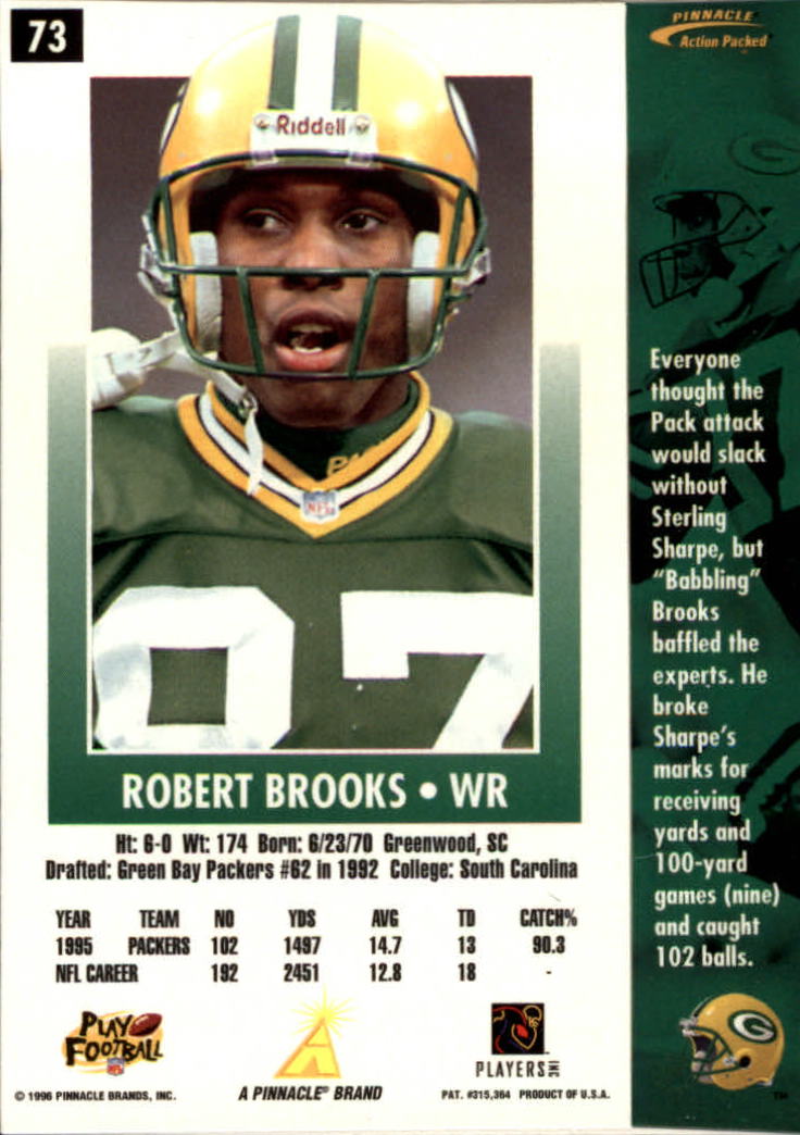 1996 Action Packed #73 Robert Brooks back image