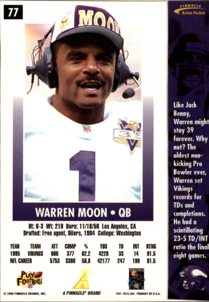 1996 Action Packed #77 Warren Moon back image