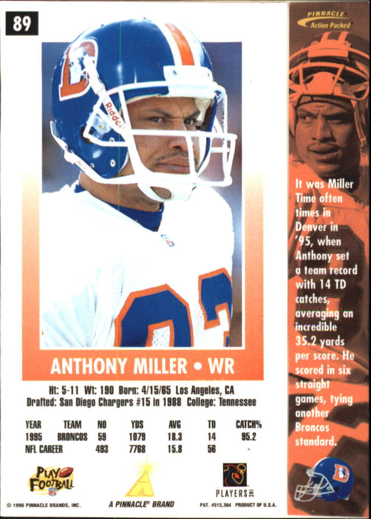 1996 Action Packed Artist's Proofs #89 Anthony Miller back image