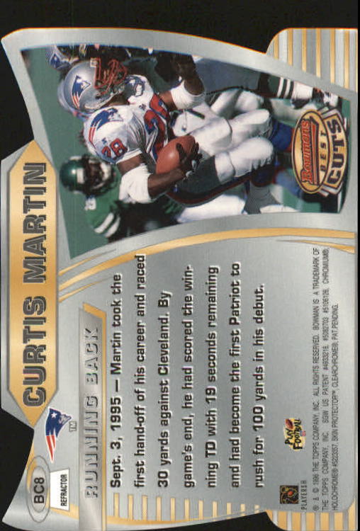 1996 Bowman's Best Cuts Refractors #BC8 Curtis Martin back image