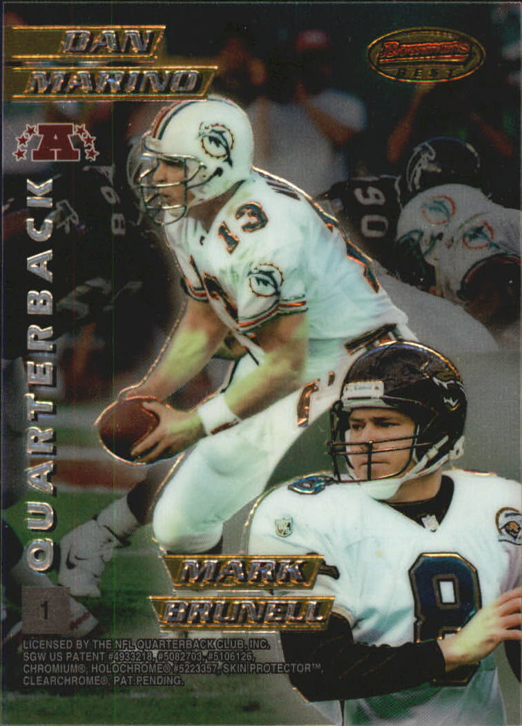 1996 Bowman's Best Mirror Images #1 Steve Young/Kerry Collins/Dan Marino/Mark Brunell back image