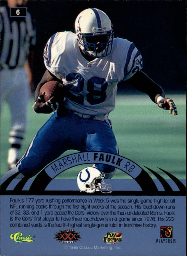 1996 Classic NFL Experience #6 Marshall Faulk back image