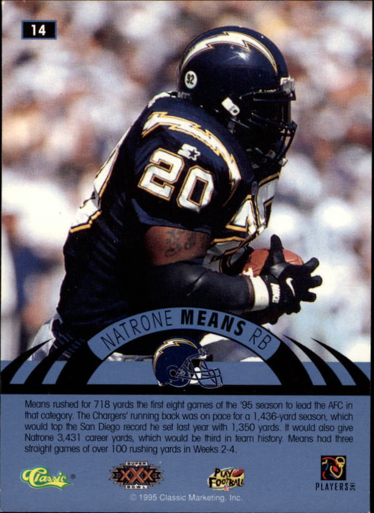 1996 Classic NFL Experience #14 Natrone Means back image