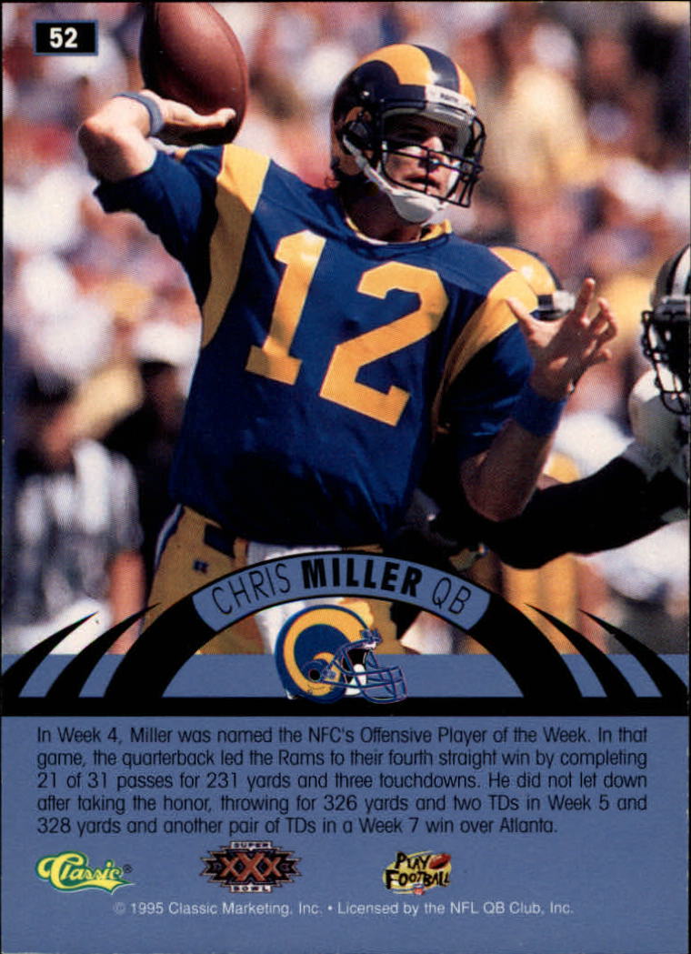 1996 Classic NFL Experience #52 Chris Miller back image