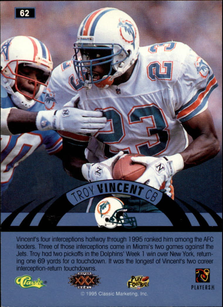 1996 Classic NFL Experience #62 Troy Vincent back image
