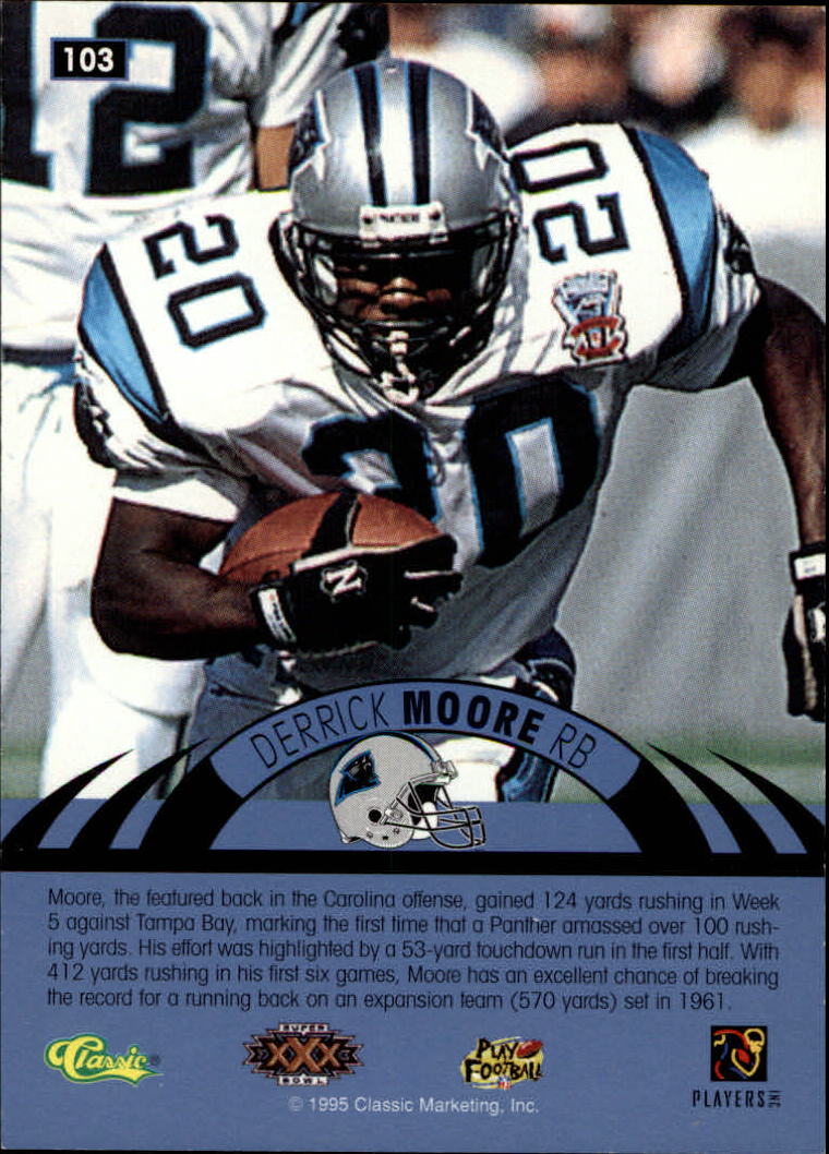 1996 Classic NFL Experience #103 Derrick Moore back image