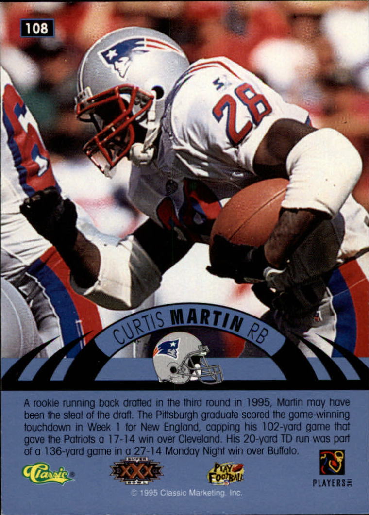 1996 Classic NFL Experience #108 Curtis Martin back image