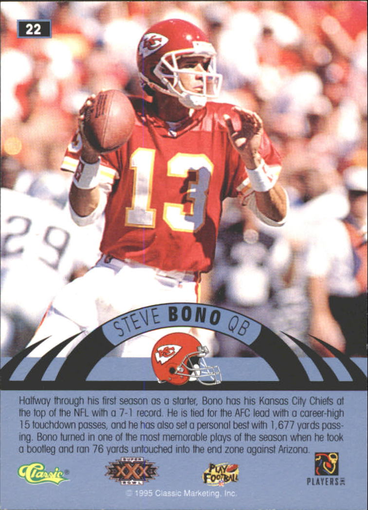 1996 Classic NFL Experience Printer's Proofs #22 Steve Bono back image
