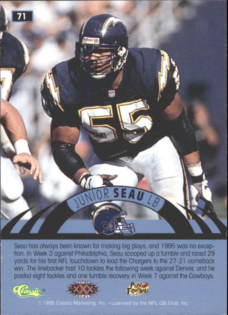 1996 Classic NFL Experience Printer's Proofs #71 Junior Seau back image