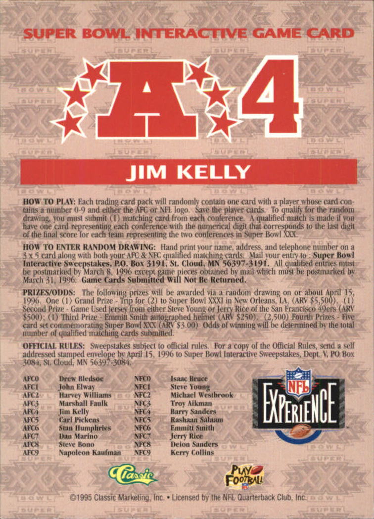 1996 Classic NFL Experience Football "Insert" Cards - Picture 13 of 31