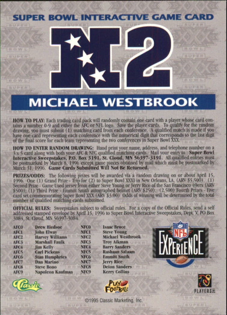 1996 Classic NFL Experience Football "Insert" Cards - Picture 25 of 31