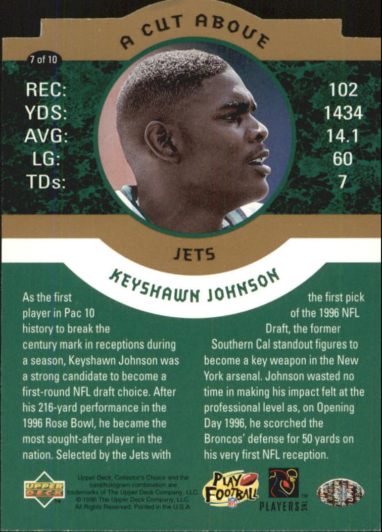 1996 Collector's Choice A Cut Above #7 Keyshawn Johnson back image