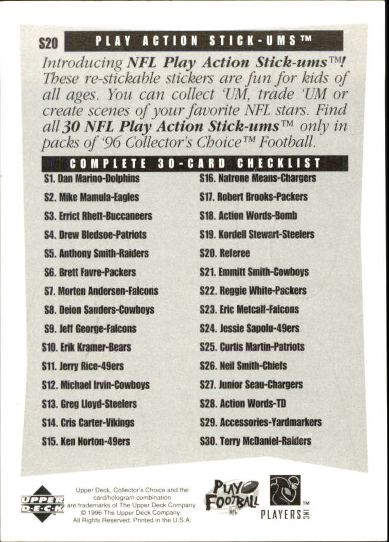 1996 Collector's Choice Stick-Ums #S20 Referee