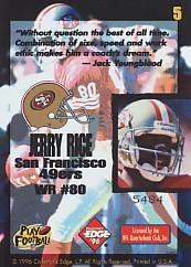 1996 Collector's Edge Ripped #5 Jerry Rice back image
