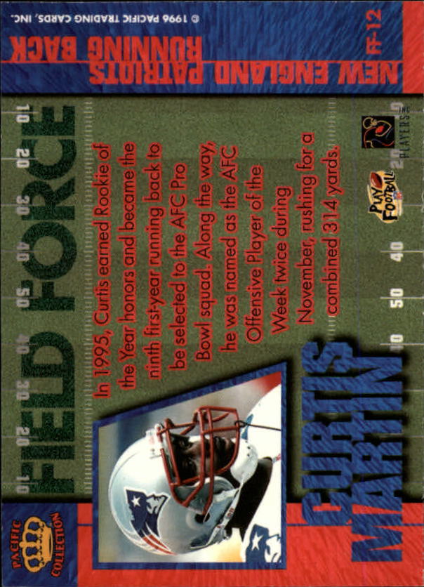 1996 Crown Royale Field Force #12 Curtis Martin back image