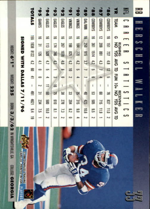 1996 Donruss #33 Herschel Walker back image