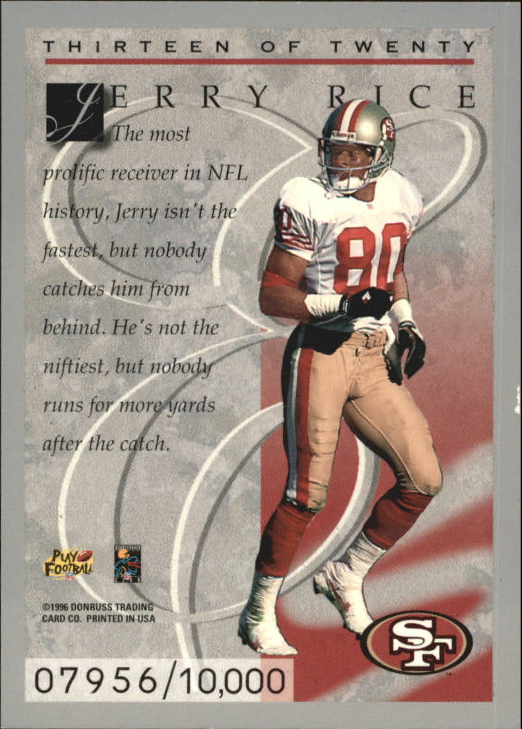 1996 Donruss Elite #13 Jerry Rice back image