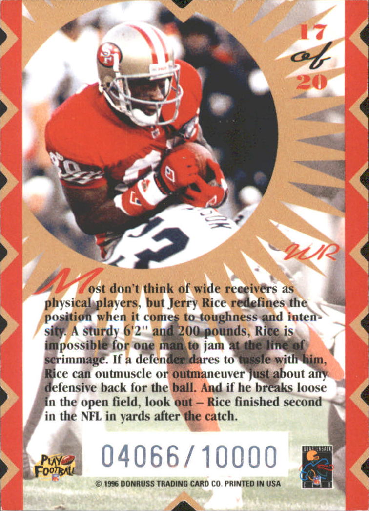 1996 Donruss Hit List #17 Jerry Rice back image