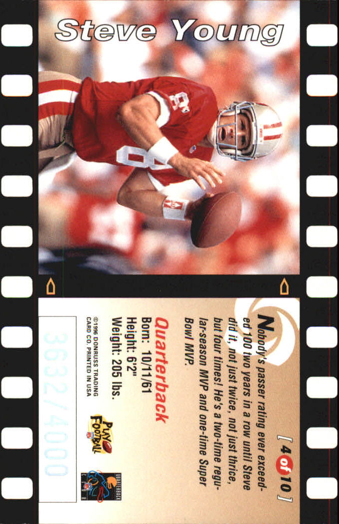 1996 Donruss Stop Action #4 Steve Young back image
