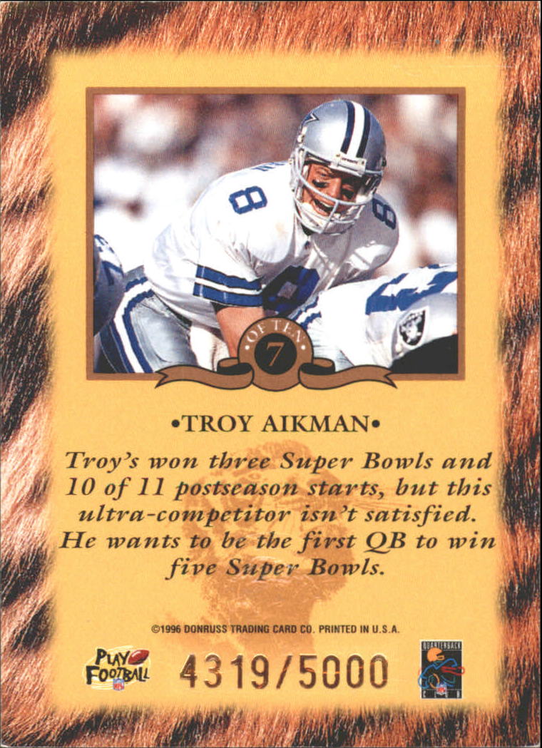 1996 Donruss Will To Win #7 Troy Aikman back image