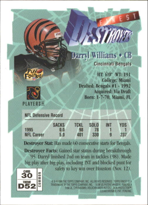1996 Finest #30 Darryl Williams B back image
