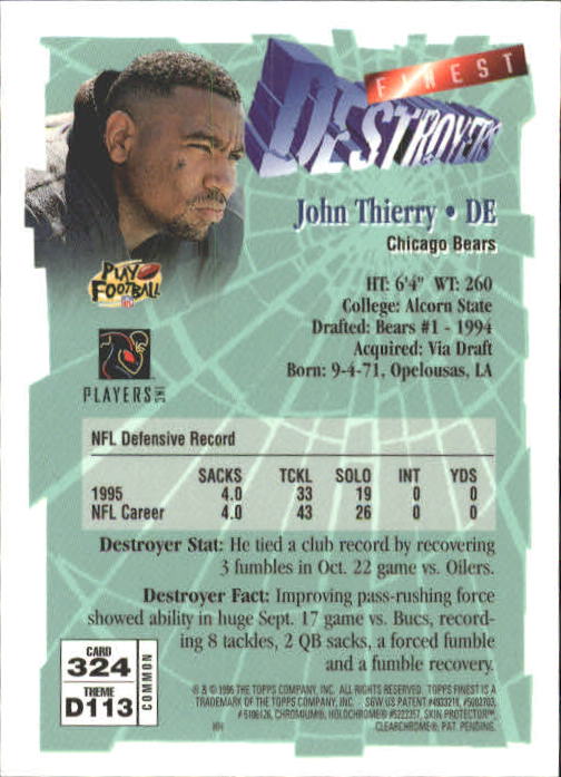 1996 Finest #324 John Thierry B back image
