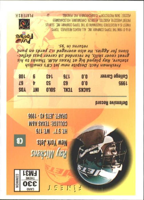 1996 Finest #330 Ray Mickens B RC back image