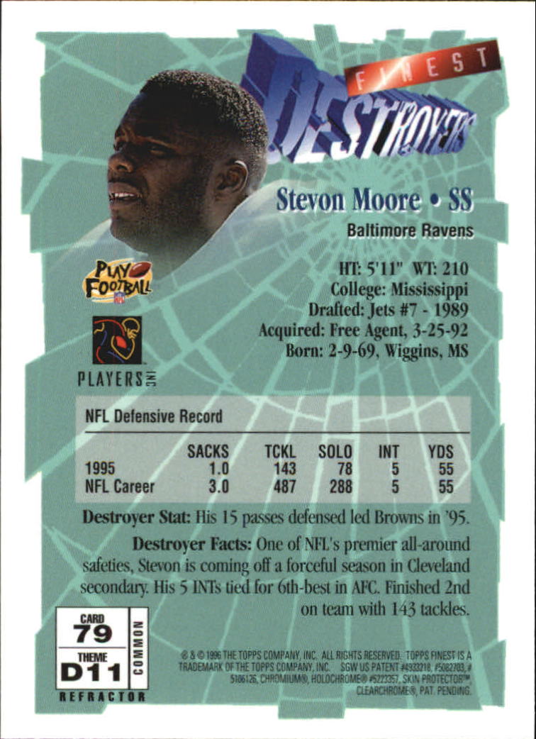 1996 Finest Refractors #79 Stevon Moore B back image
