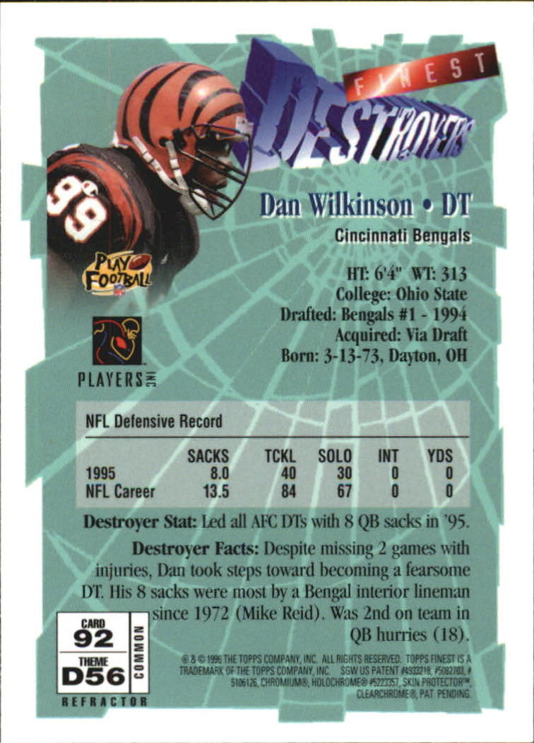 1996 Finest Refractors #92 Dan Wilkinson B back image
