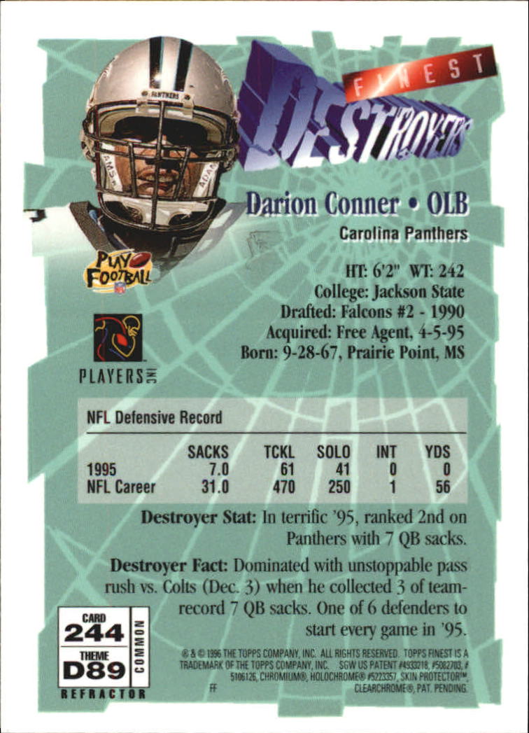1996 Finest Refractors #244 Darion Conner B back image
