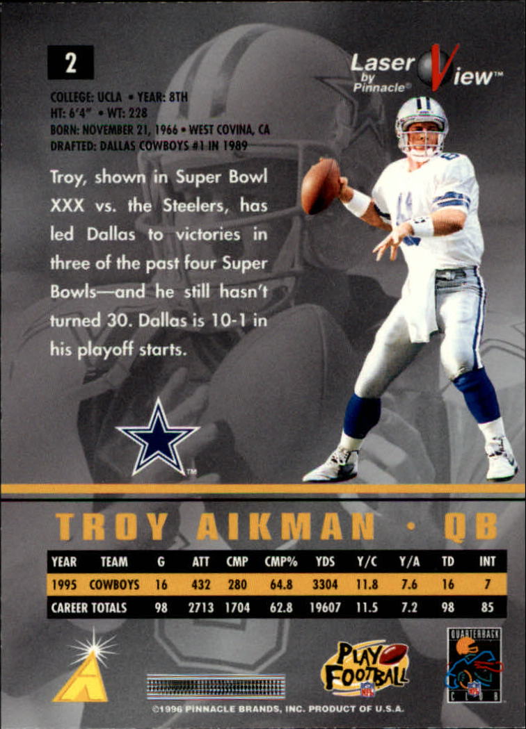 1996 Laser View #2 Troy Aikman back image