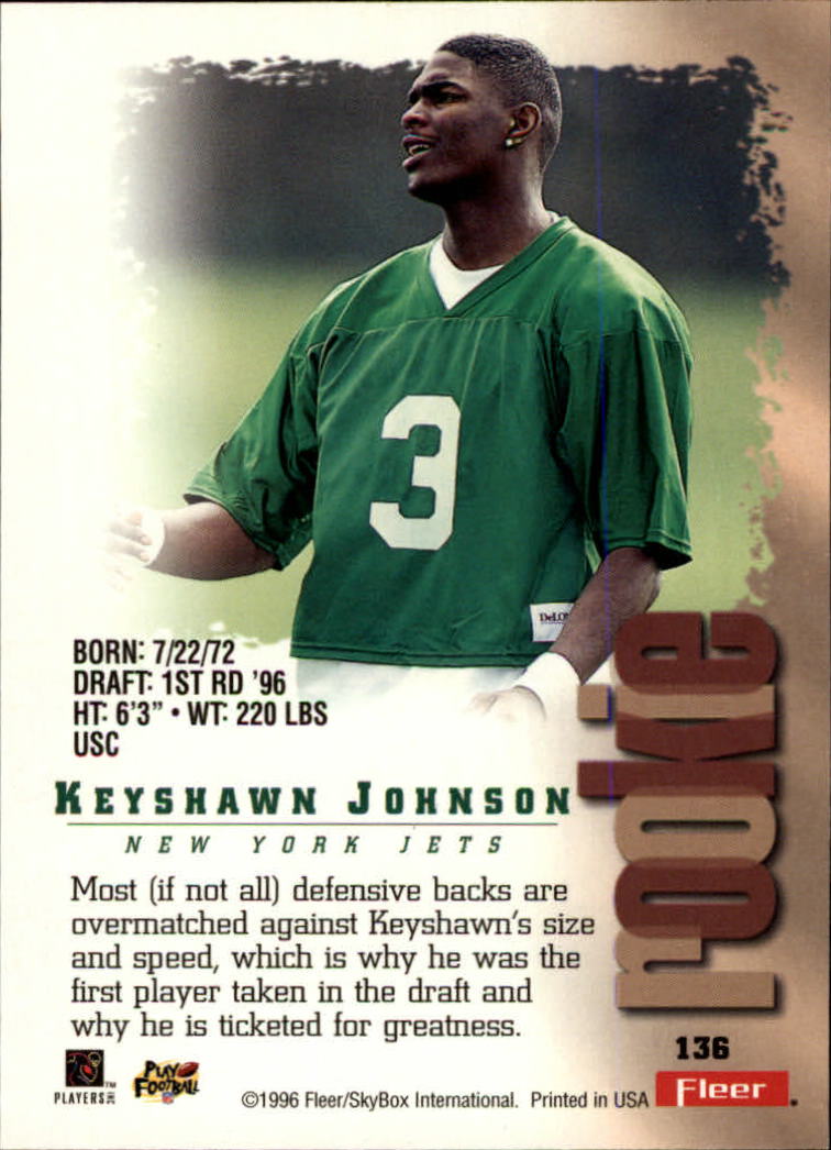 1996 Metal #136 Keyshawn Johnson RC back image
