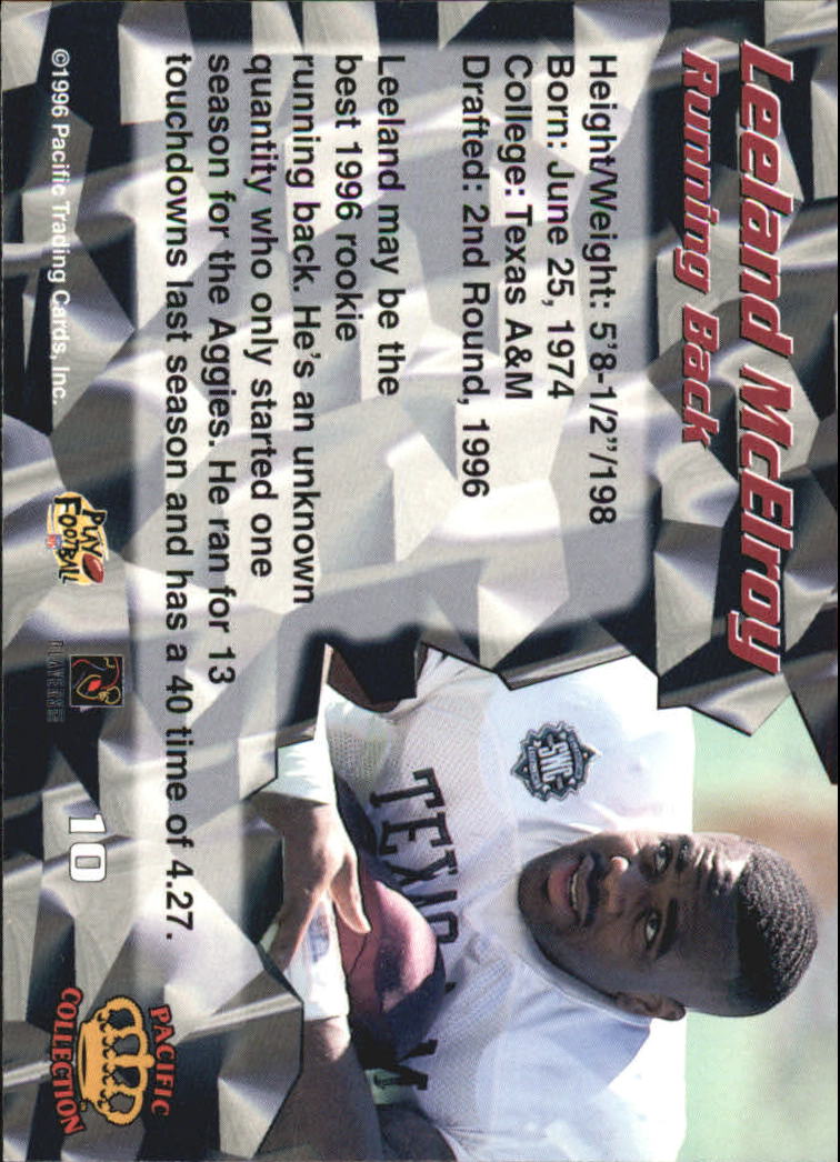 1996 Pacific #10 Leeland McElroy RC back image