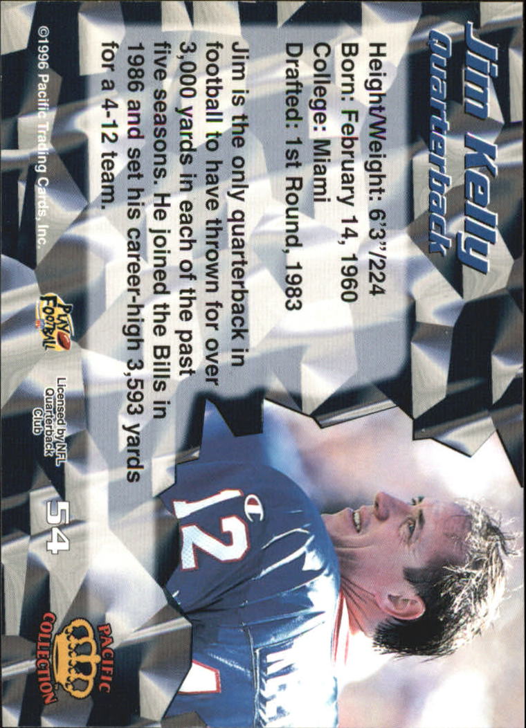 1996 Pacific #54 Jim Kelly back image