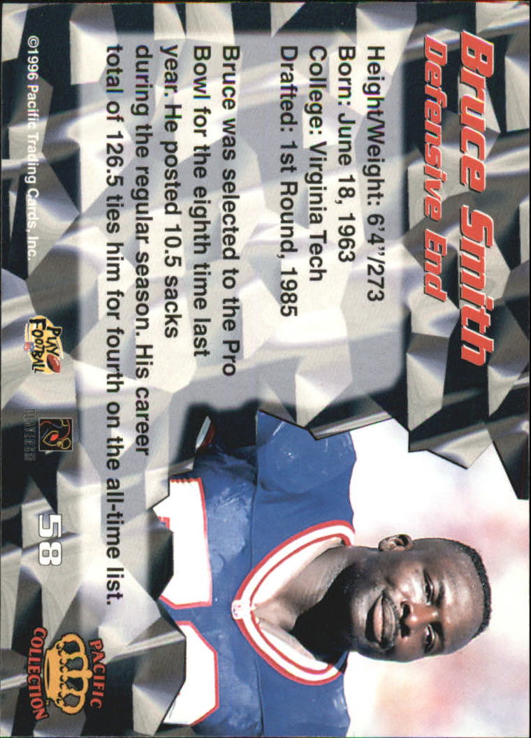 1996 Pacific #58 Bruce Smith back image