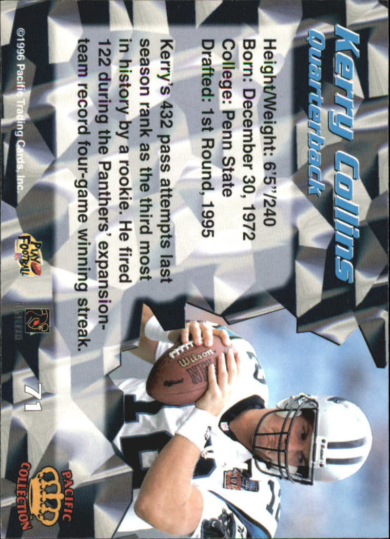 1996 Pacific #71 Kerry Collins back image