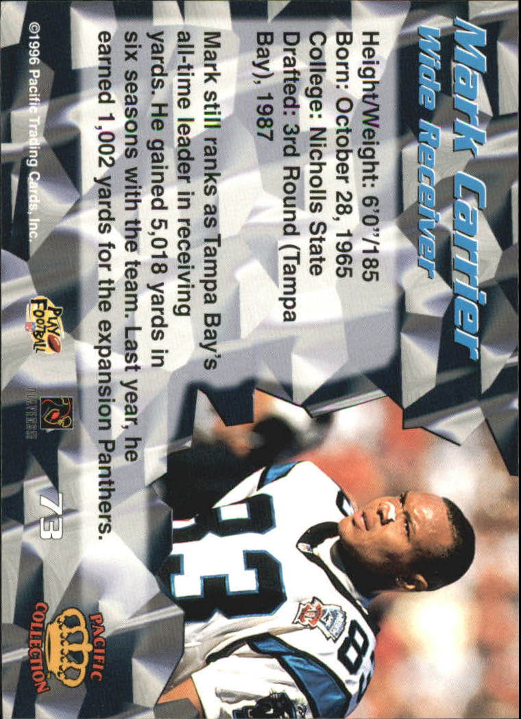 1996 Pacific #73 Mark Carrier WR back image