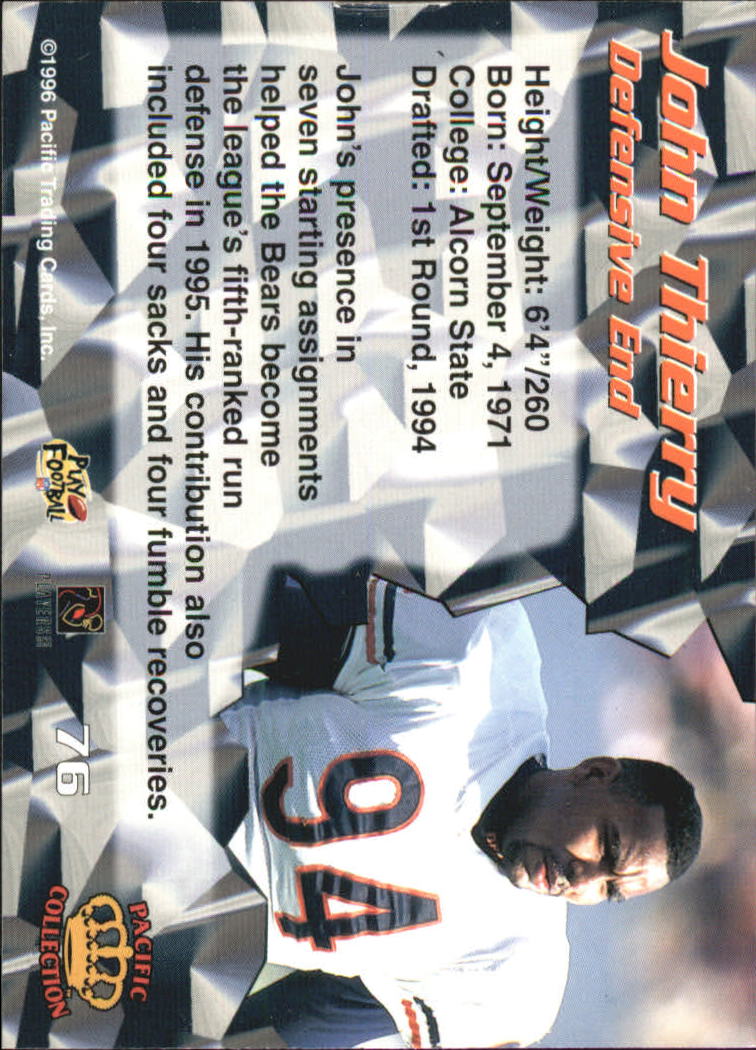 1996 Pacific #76 John Thierry back image