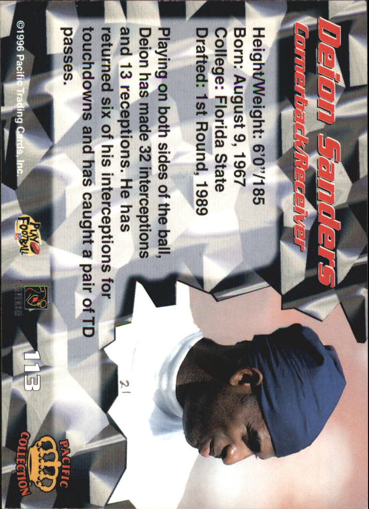 1996 Pacific #113 Deion Sanders back image
