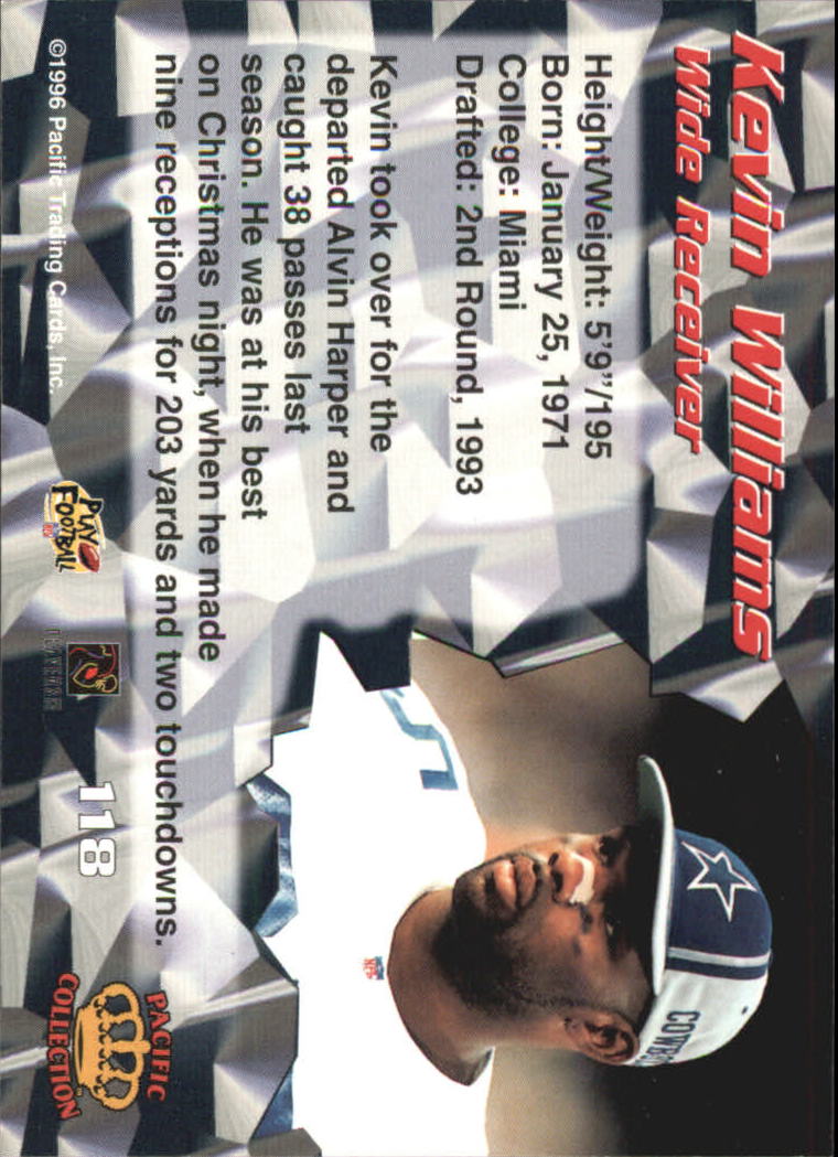 1996 Pacific #118 Kevin Williams back image