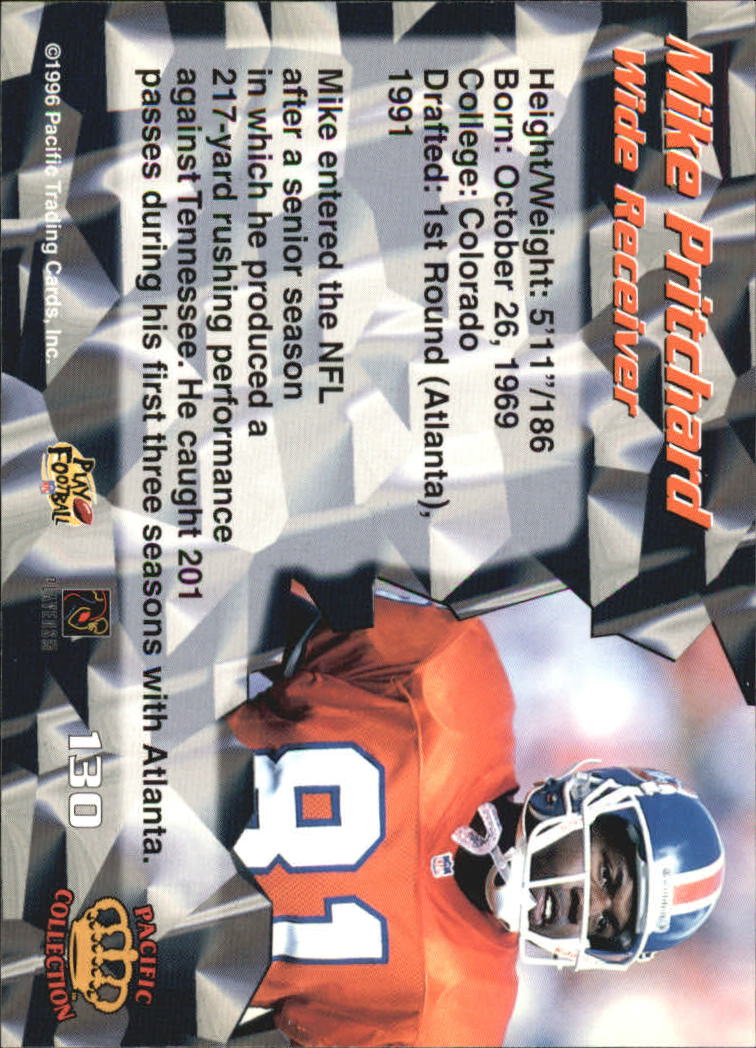 1996 Pacific #130 Mike Pritchard back image