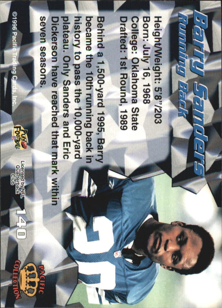 1996 Pacific #140 Barry Sanders back image